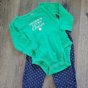 Carter's Daddy's Lucky Charm Size 18 Months Body Suit and Clover Pants